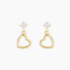 Boucles D'oreilles Pendantes Daria C艙ur Or Jaune