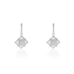 Boucles D'oreilles Pendantes Rosée Or Blanc Diamant