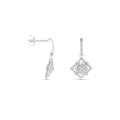 Boucles D'oreilles Pendantes Rosée Or Blanc Diamant