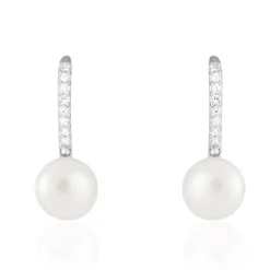 Boucles D'oreilles Pendantes Gwaldys Argent  Perle De Culture Et Oxyde