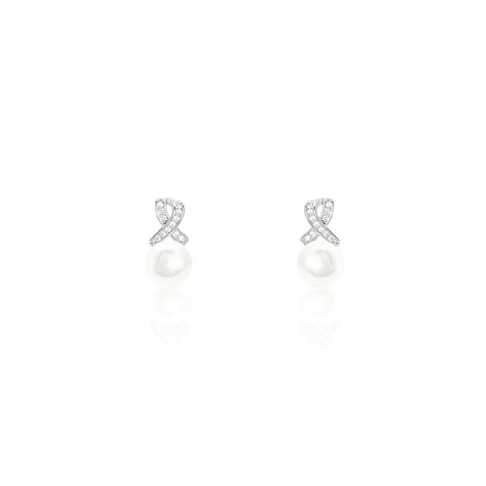Boucles D'oreilles Pendantes Sathine Argent Perle De Culture Et Oxyde