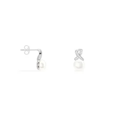 Boucles D'oreilles Pendantes Sathine Argent  Perle De Culture Et Oxyde