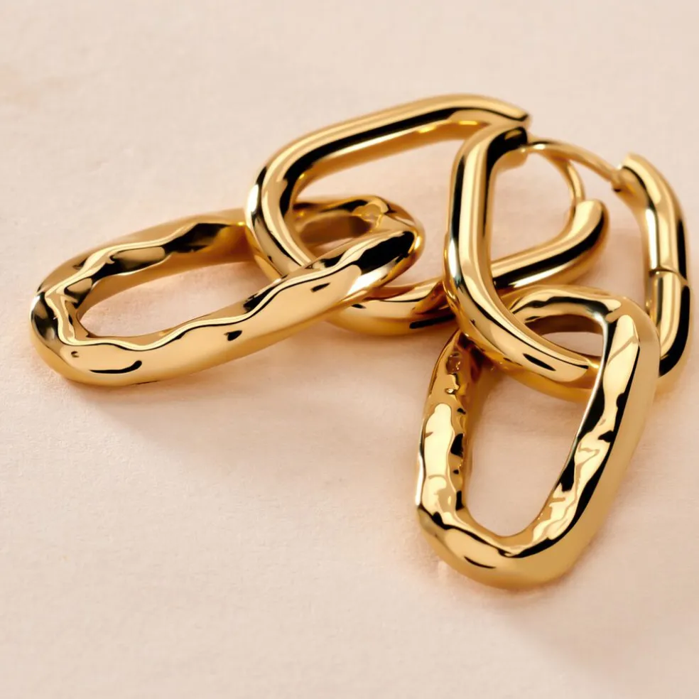 Boucles D'oreilles Pendantes Gold Aura Acier Jaune