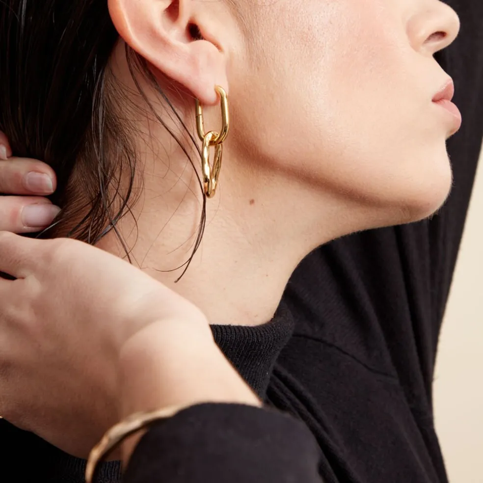 Boucles D'oreilles Pendantes Gold Aura Acier Jaune