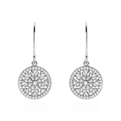 Boucles D'oreilles Pendantes Brunilda Argent Blanc Oxyde De Zirconium