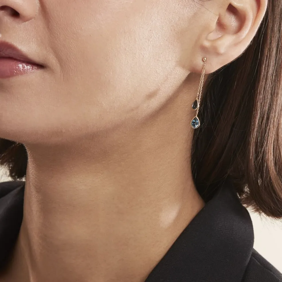 Boucles D'oreilles Pendantes Or Jaune Carlyn Topaze
