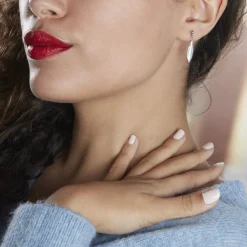 Boucles D'oreilles Pendantes Euriell Argent Blanc