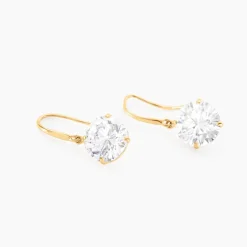 Boucles D'oreilles Pendantes Oxyde Rond Or Jaune Oxyde De Zirconium