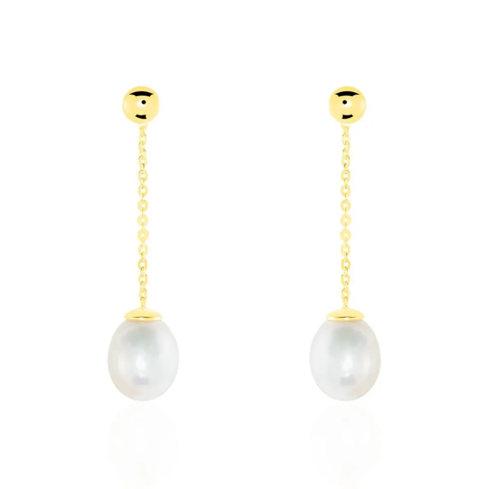 Boucles D'oreilles Pendantes Valera Or Jaune Perle De Culture