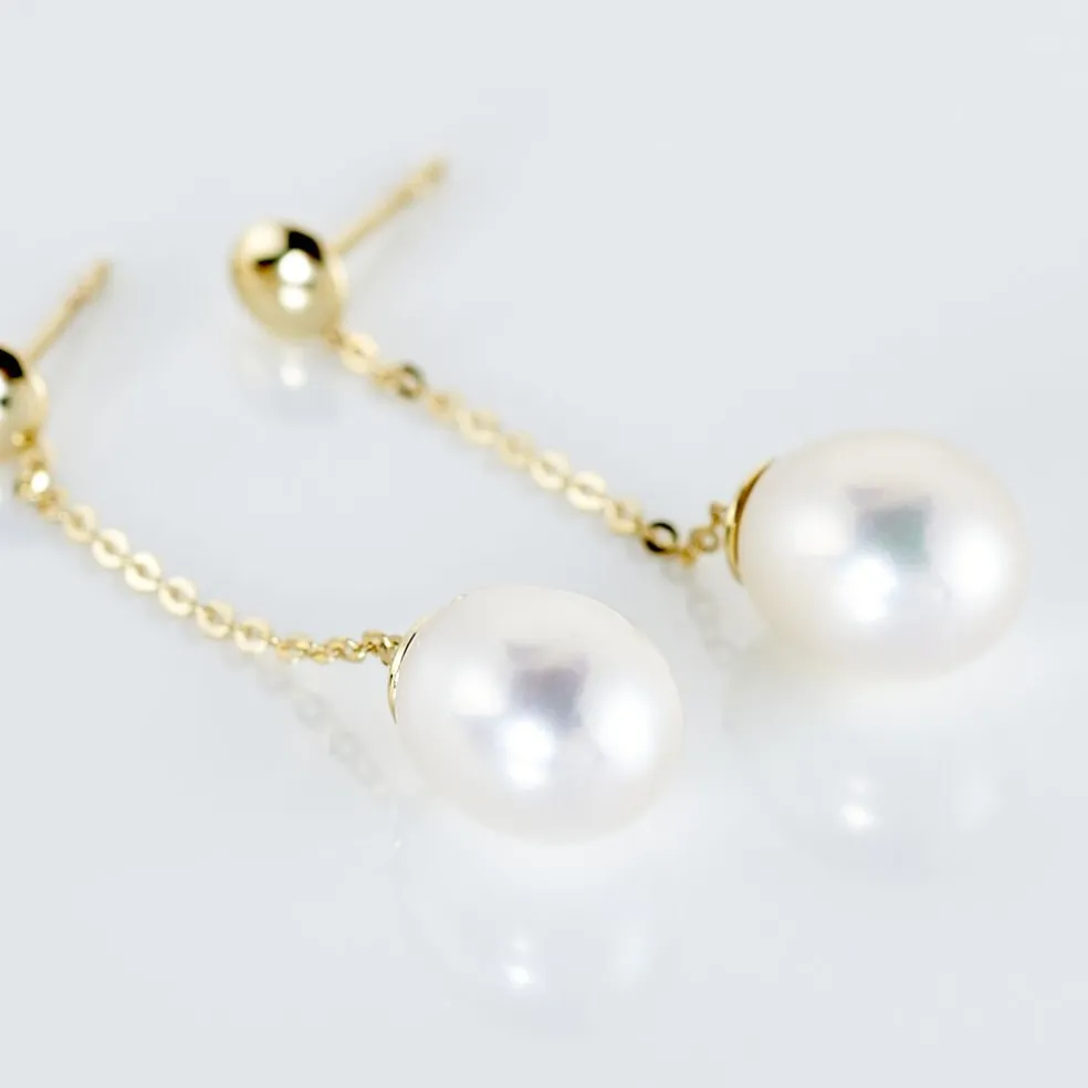 Boucles D'oreilles Pendantes Valera Or Jaune Perle De Culture