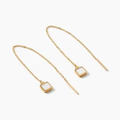 Boucles D'oreilles Pendantes Caron Or Jaune Nacre