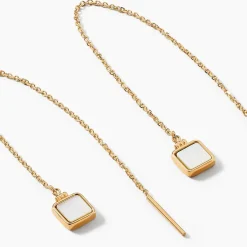 Boucles D'oreilles Pendantes Caron Or Jaune Nacre