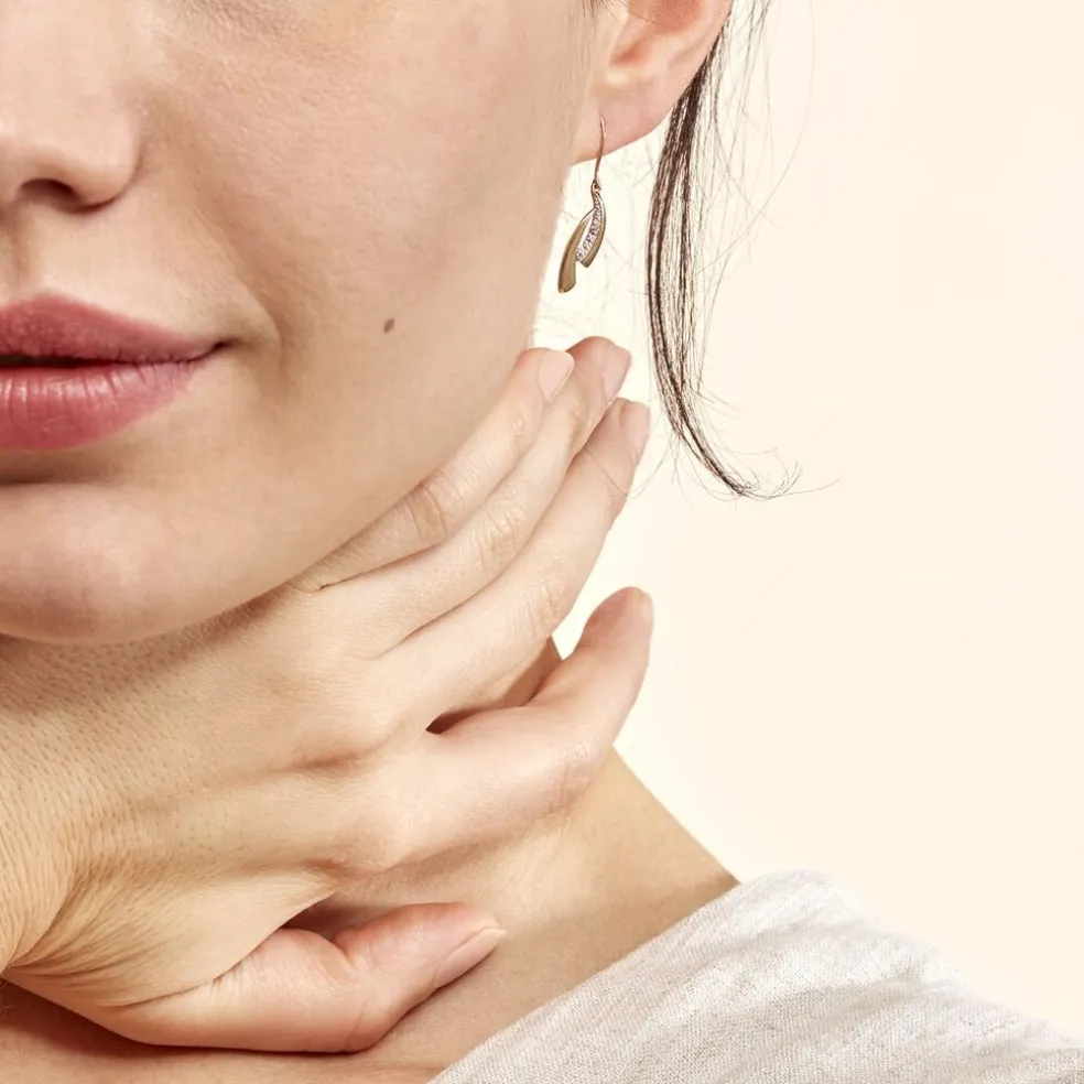 Boucles D'oreilles Pendantes Aube Or Bicolore Diamant