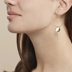 Boucles D'oreilles Pendantes Solaire Or Jaune