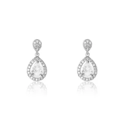 Boucles D'oreilles Pendantes Argent Blanc Zelie Oxyde De Zirconium