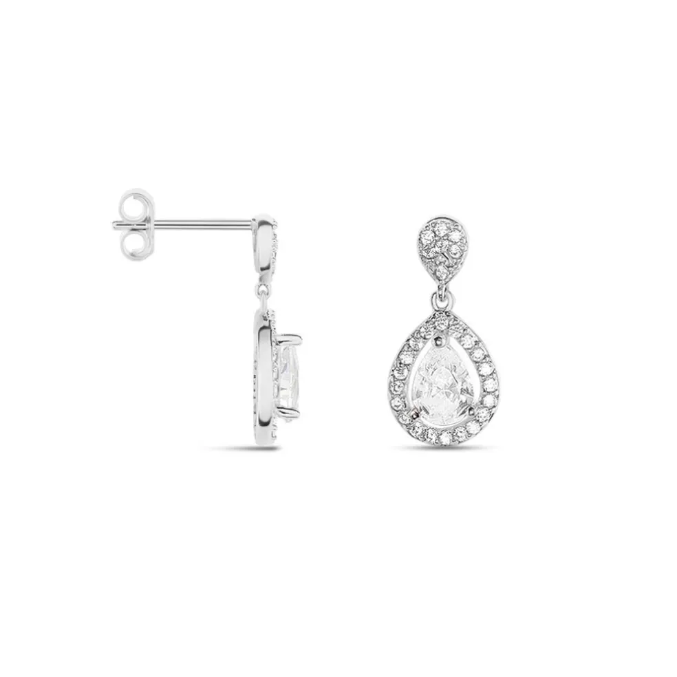 Boucles D'oreilles Pendantes Argent Blanc Zelie Oxyde De Zirconium