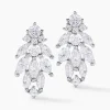 Boucles D'oreilles Pendantes Marquis Or Blanc Oxyde De Zirconium