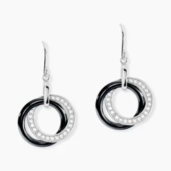 Boucles D'oreilles Pendantes Grizzel Argent Blanc Céramique Et Oxyde