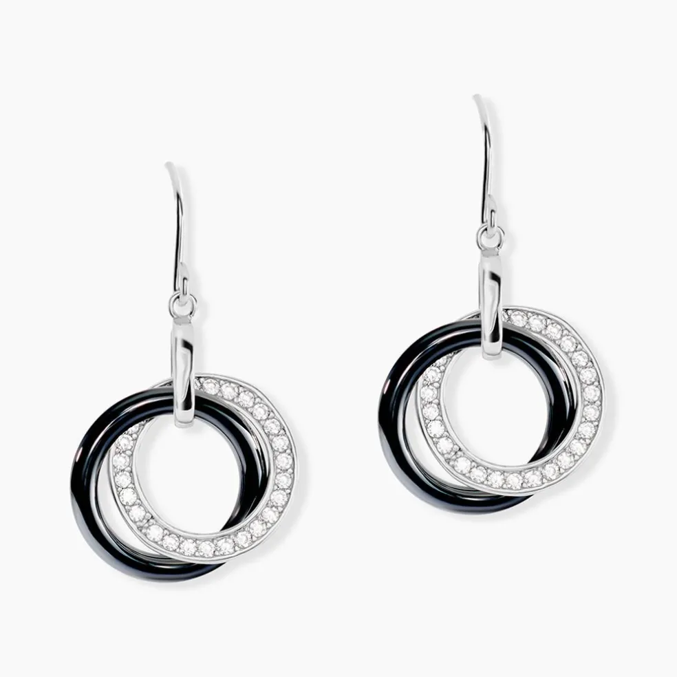 Boucles D'oreilles Pendantes Grizzel Argent Blanc Céramique Et Oxyde
