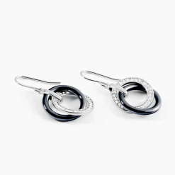 Boucles D'oreilles Pendantes Grizzel Argent Blanc Céramique Et Oxyde