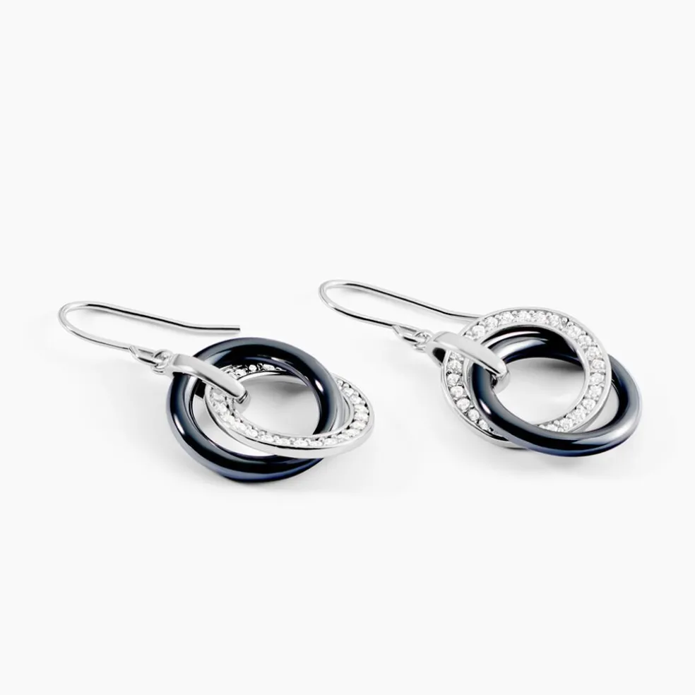 Boucles D'oreilles Pendantes Grizzel Argent Blanc Céramique Et Oxyde