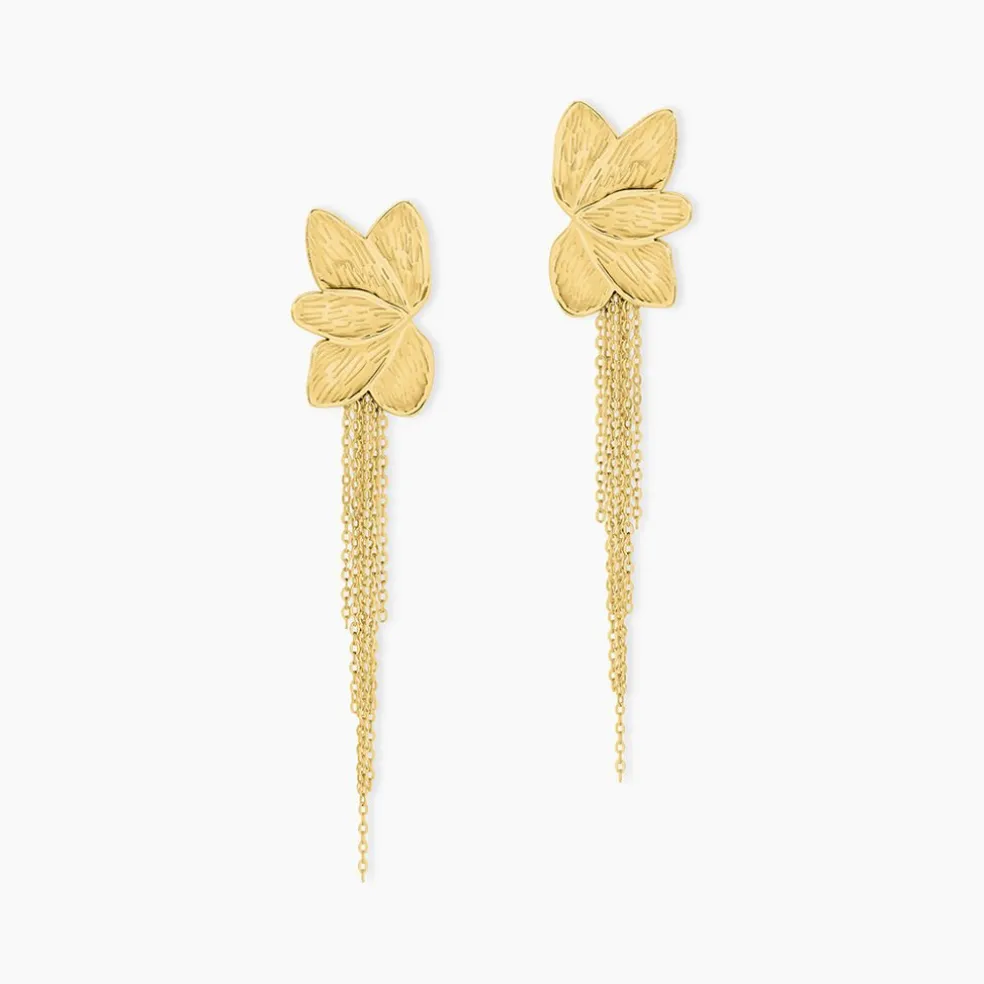 Boucles D'Oreilles Pendantes Thimea Acier Jaune Sans Pierre