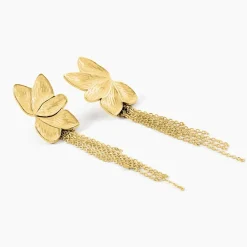 Boucles D'Oreilles Pendantes Thimea Acier Jaune Sans Pierre