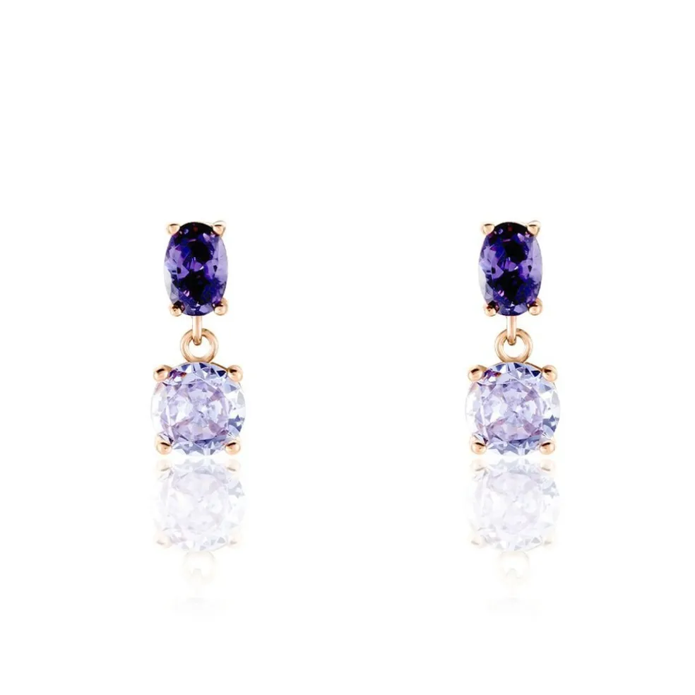 Boucles D'oreilles Pendantes Argent Rose Brenna Oxydes De Zirconium