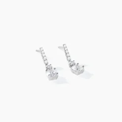 Boucles D'oreilles Pendantes Corianne Argent Blanc Oxyde De Zirconium