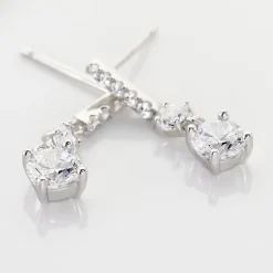 Boucles D'oreilles Pendantes Corianne Argent Blanc Oxyde De Zirconium