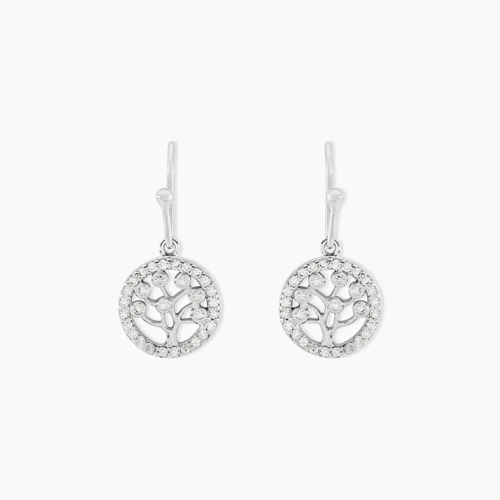 Boucles D'oreilles Pendantes Chimere Argent Blanc Oxyde De Zirconium