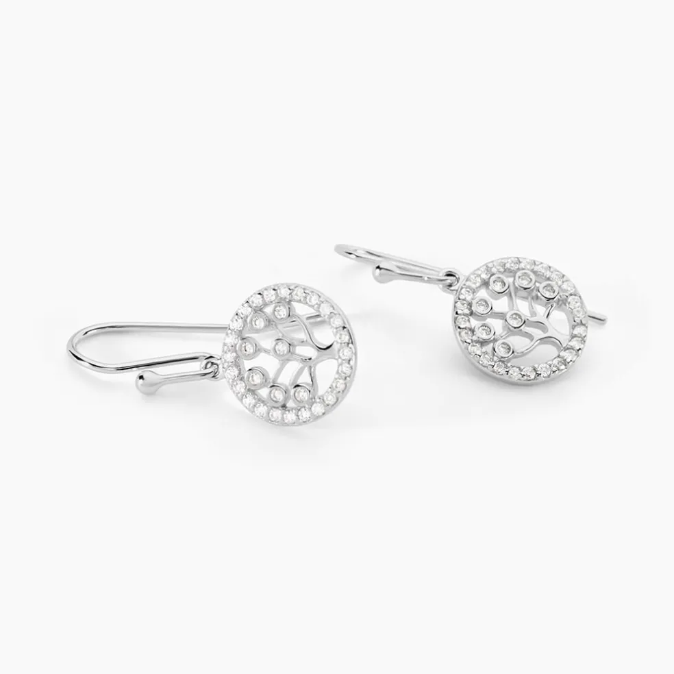 Boucles D'oreilles Pendantes Chimere Argent Blanc Oxyde De Zirconium