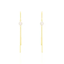 Boucles D'oreilles Pendantes Salman Or Jaune Perle De Culture
