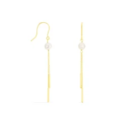 Boucles D'oreilles Pendantes Salman Or Jaune Perle De Culture