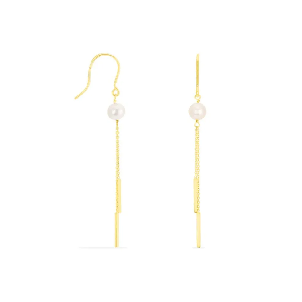 Boucles D'oreilles Pendantes Salman Or Jaune Perle De Culture