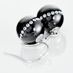 Boucles D'oreilles Pendantes Nina Cera Argent  Strass Et Céramique