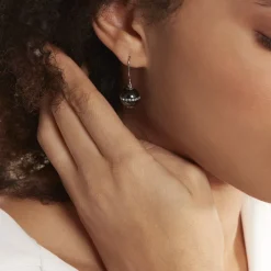 Boucles D'oreilles Pendantes Nina Cera Argent  Strass Et Céramique