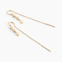 Boucles D'oreilles Pendantes Akoni Plaqué Or Jaune Oxyde De Zirconium