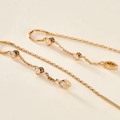 Boucles D'oreilles Pendantes Akoni Plaqué Or Jaune Oxyde De Zirconium