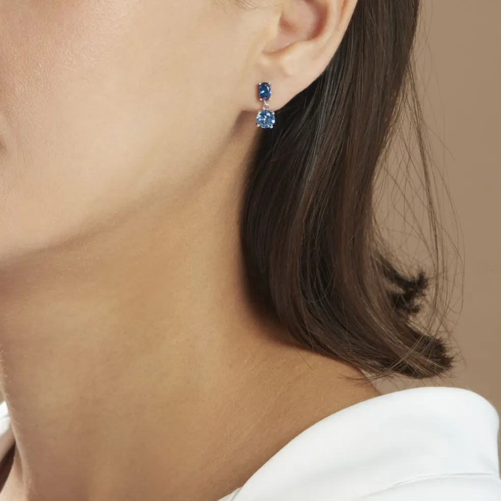 Boucles D'oreilles Pendantes Argent Blanc Brenna Oxydes De Zirconium