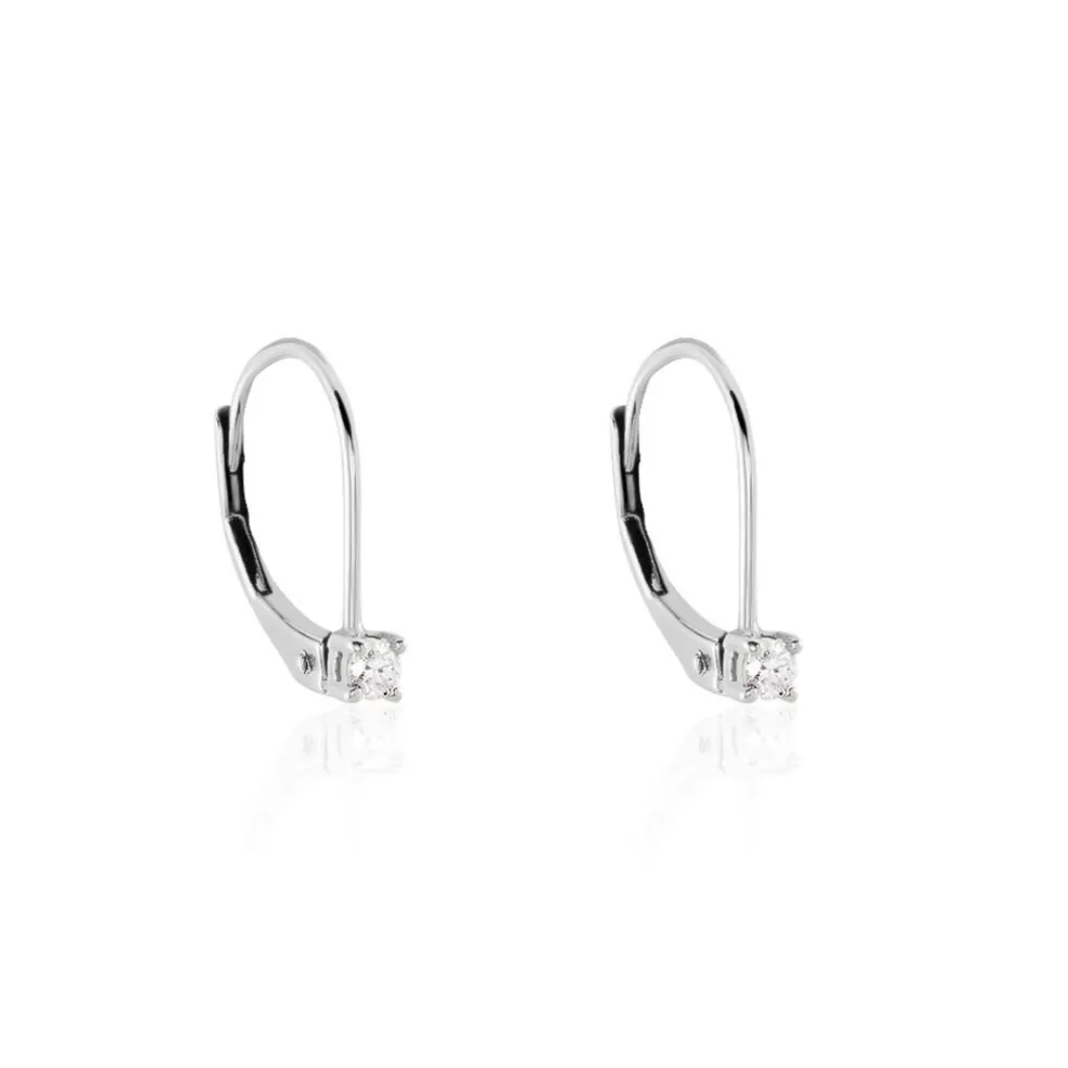 Boucles D'oreilles Pendantes Victoria Or Blanc Diamant
