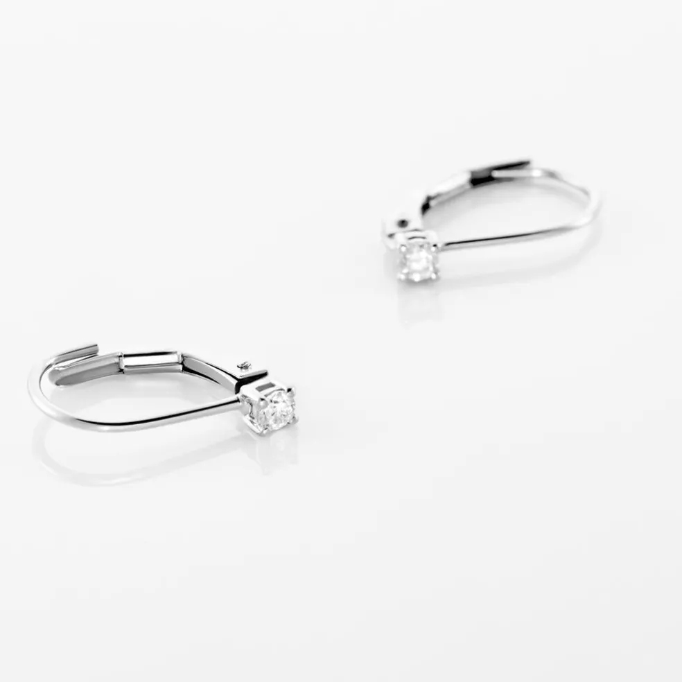Boucles D'oreilles Pendantes Victoria Or Blanc Diamant