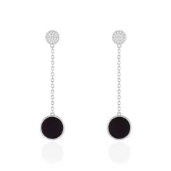 Boucles D'oreilles Pendantes Adonya Argent Céramique Et Oxyde