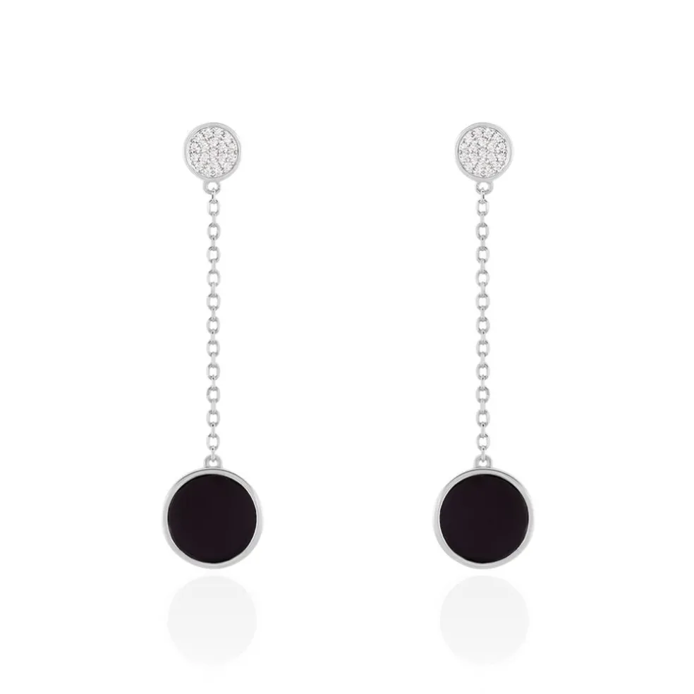 Boucles D'oreilles Pendantes Adonya Argent Céramique Et Oxyde