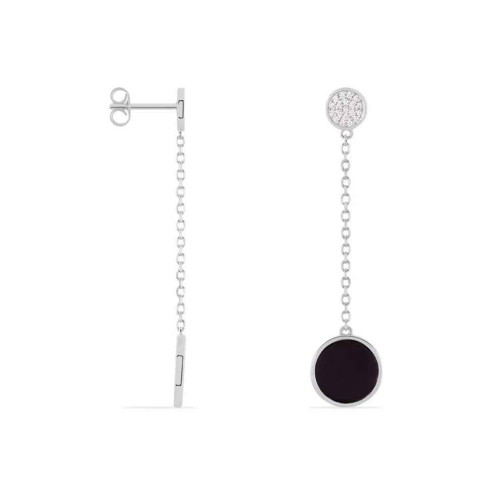 Boucles D'oreilles Pendantes Adonya Argent Céramique Et Oxyde