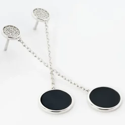 Boucles D'oreilles Pendantes Adonya Argent Céramique Et Oxyde