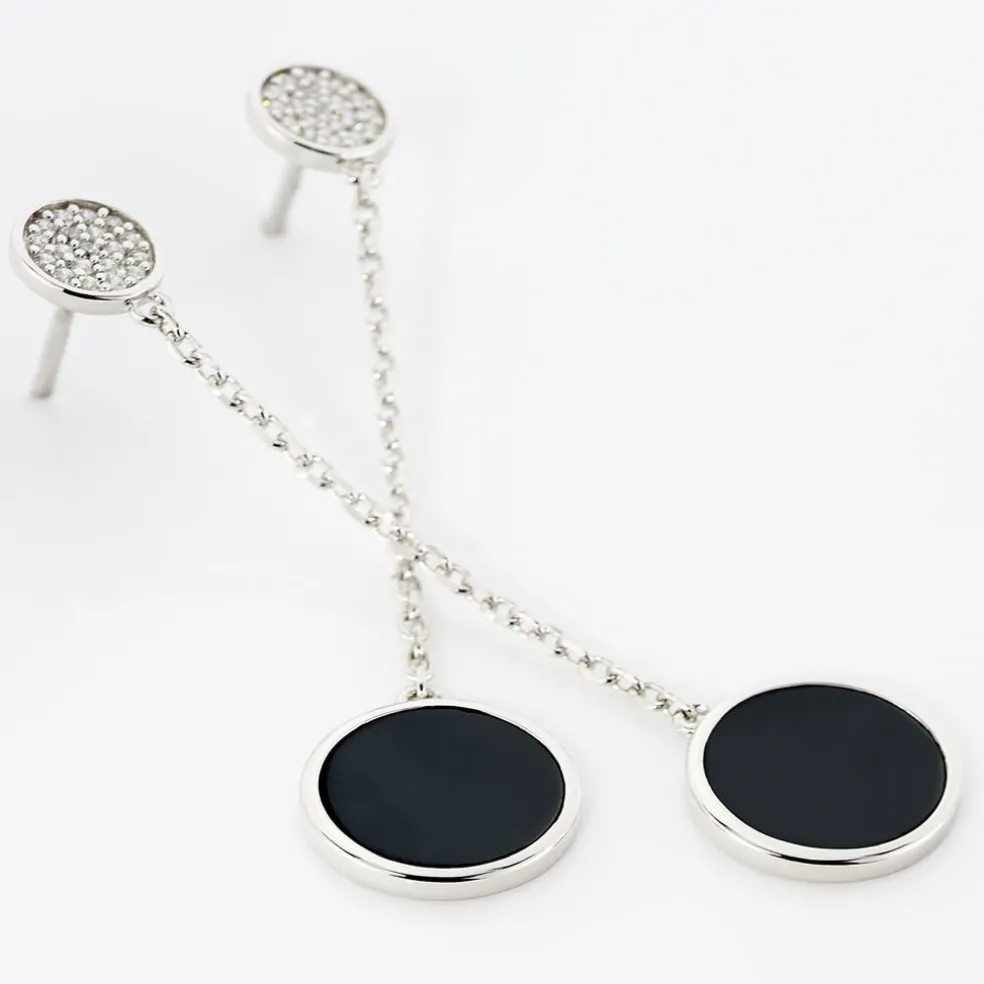 Boucles D'oreilles Pendantes Adonya Argent Céramique Et Oxyde