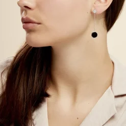 Boucles D'oreilles Pendantes Adonya Argent Céramique Et Oxyde