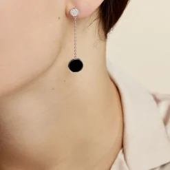 Boucles D'oreilles Pendantes Adonya Argent Céramique Et Oxyde