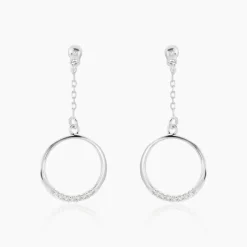 Boucles D'oreilles Pendantes Amma Argent Blanc Oxyde De Zirconium